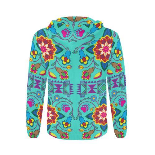 Geometric Floral Winter-Sky All Over Print Full Zip Hoodie for Men (Model H14) All Over Print Full Zip Hoodie for Men (H14) e-joyer