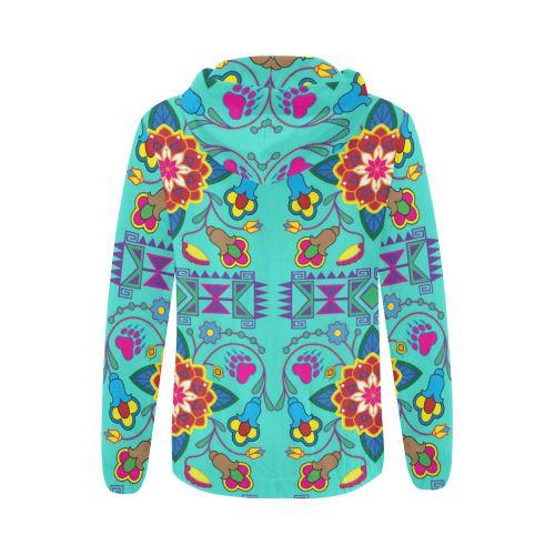 Geometric Floral Winter-Sky All Over Print Full Zip Hoodie for Women (Model H14) All Over Print Full Zip Hoodie for Women (H14) e-joyer