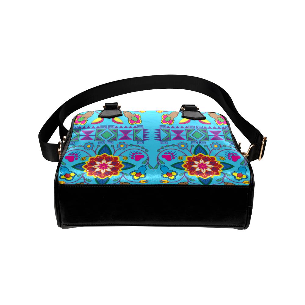 Geometric Floral Winter-Sky Blue Shoulder Handbag (Model 1634) Shoulder Handbags (1634) e-joyer
