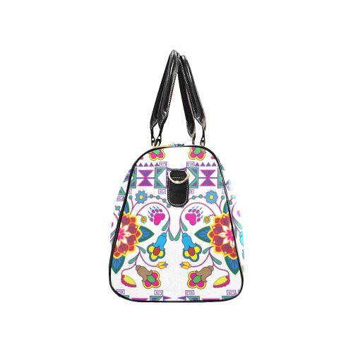 Geometric Floral Winter-White New Waterproof Travel Bag/Large (Model 1639) Waterproof Travel Bags (1639) e-joyer
