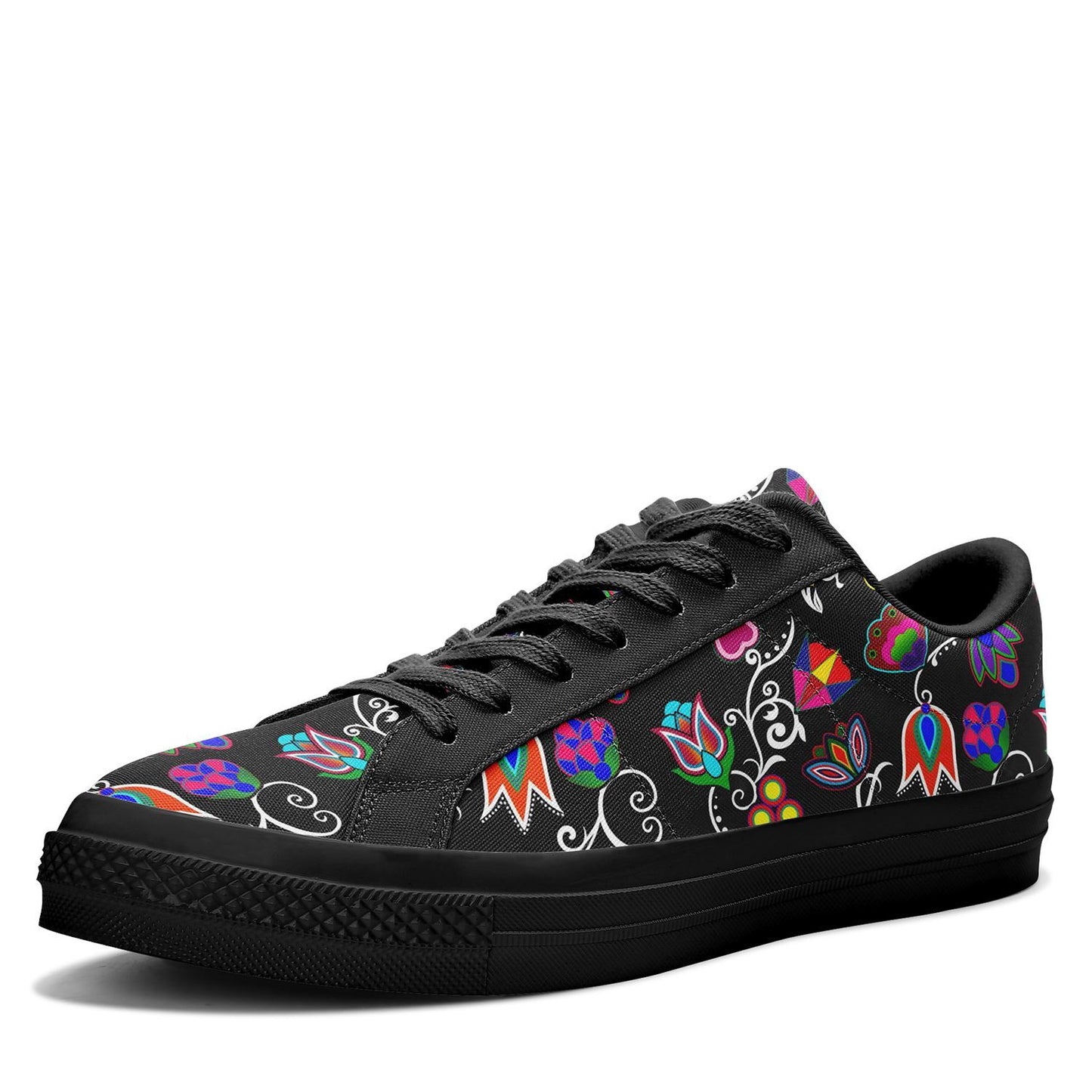 Indigenous Paisley Black Aapisi Low Top Canvas Shoes Black Sole 49 Dzine