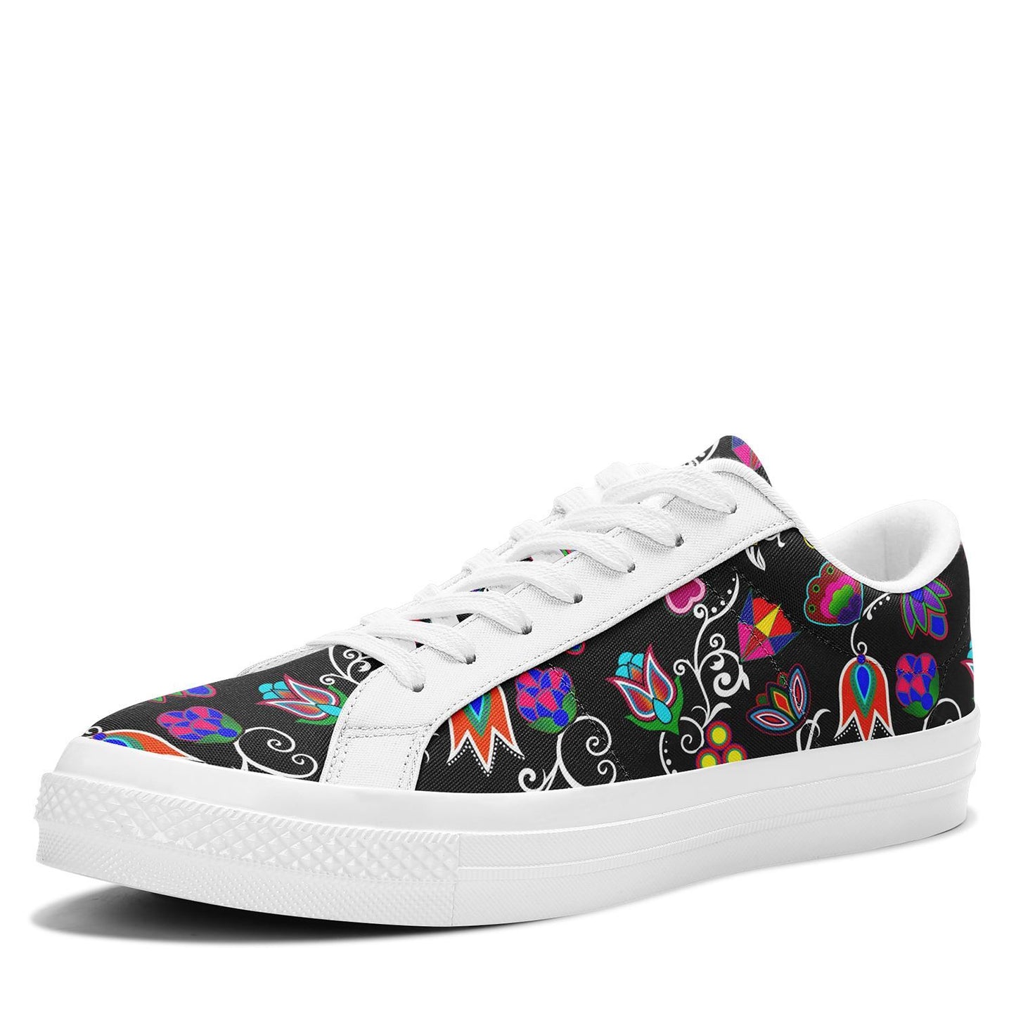 Indigenous Paisley Black Aapisi Low Top Canvas Shoes White Sole 49 Dzine