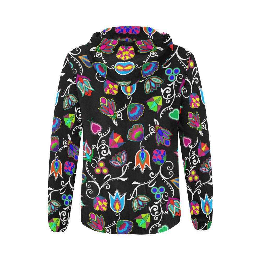 Indigenous Paisley Black All Over Print Full Zip Hoodie for Women (Model H14) All Over Print Full Zip Hoodie for Women (H14) e-joyer