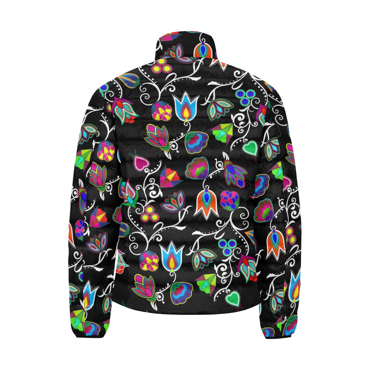 Indigenous Paisley Black Men's Stand Collar Padded Jacket (Model H41) Men's Stand Collar Padded Jacket (H41) e-joyer