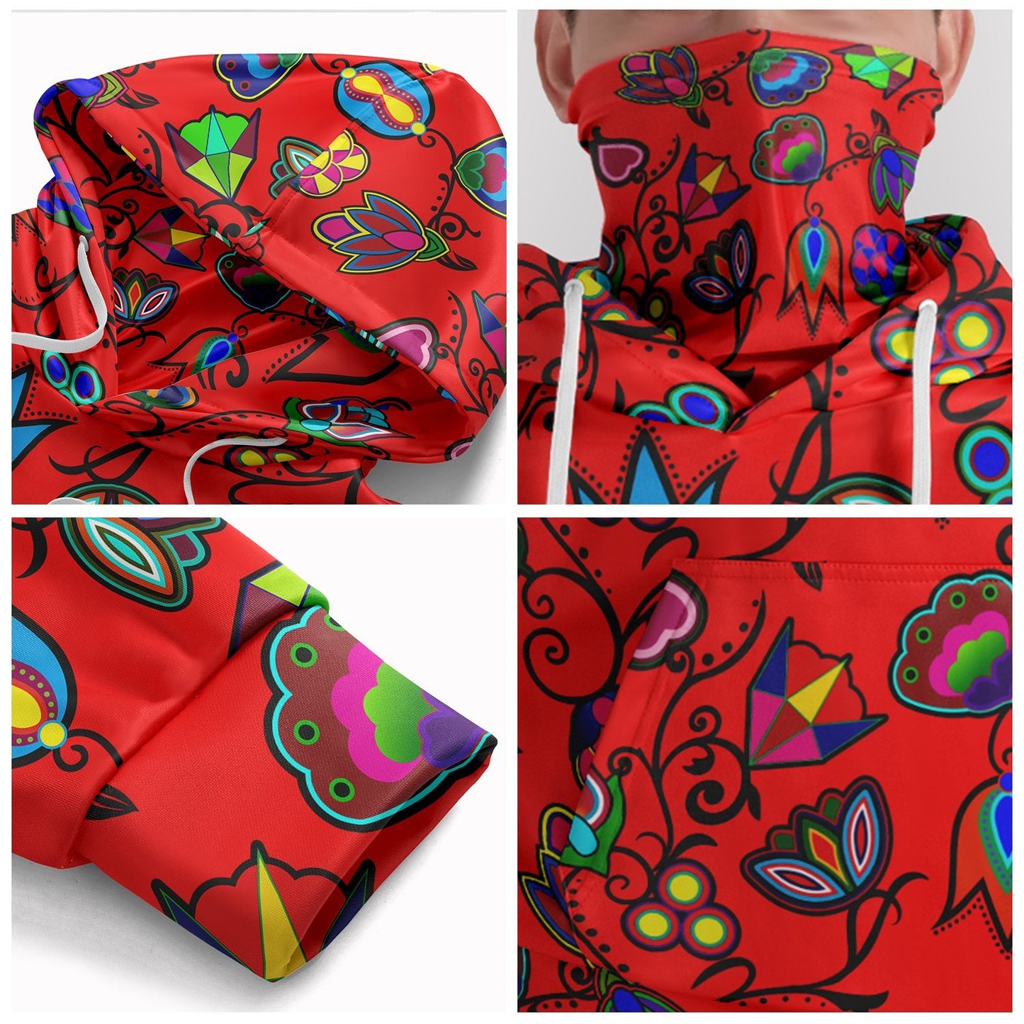 Indigenous Paisley Dahlia Hoodie with Face Cover 49 Dzine
