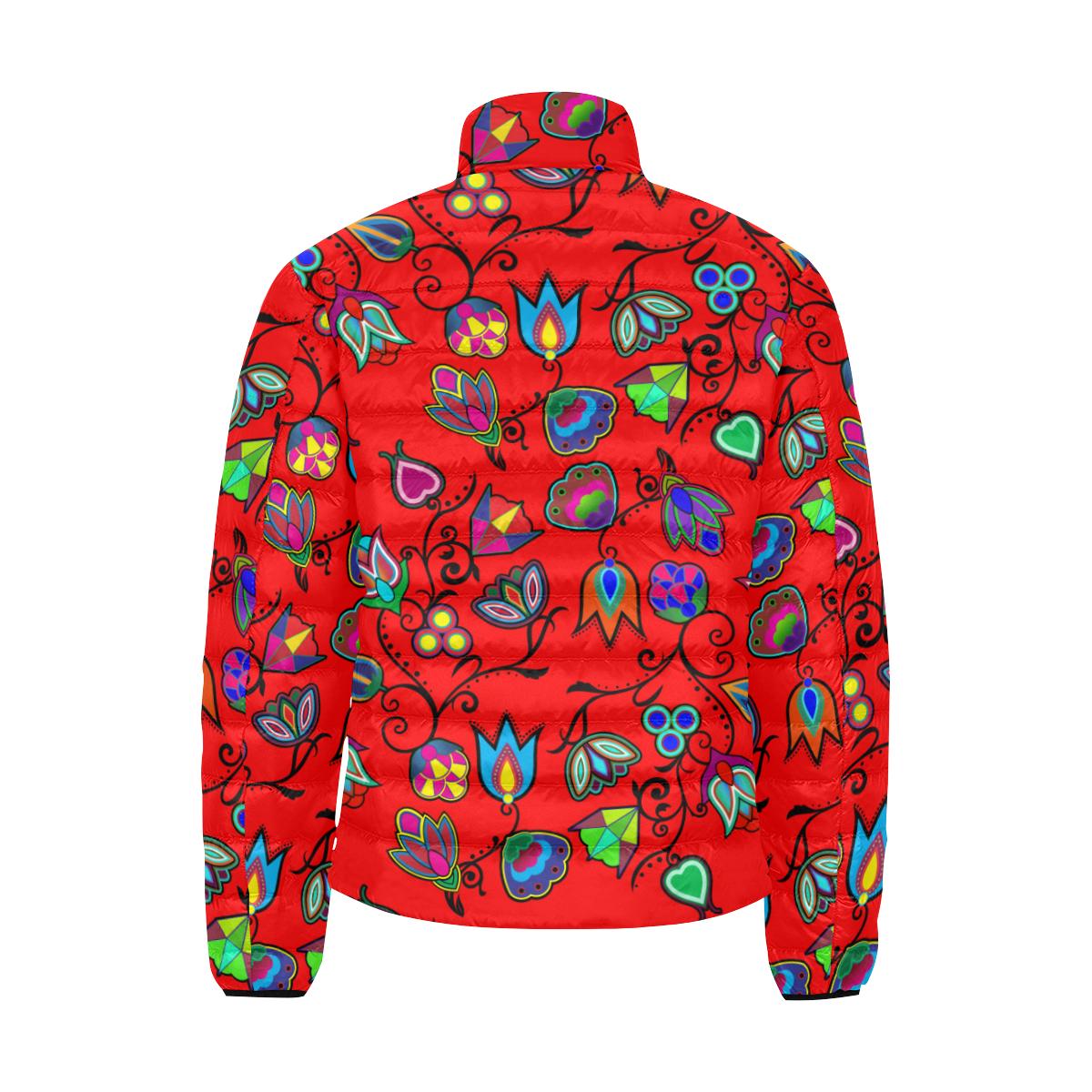 Indigenous Paisley - Dahlia Men's Stand Collar Padded Jacket (Model H41) Men's Stand Collar Padded Jacket (H41) e-joyer