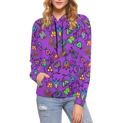 Indigenous Paisley - Dark Orchid All Over Print Hoodie for Women (USA Size) (Model H13) All Over Print Hoodie for Women (H13) e-joyer 