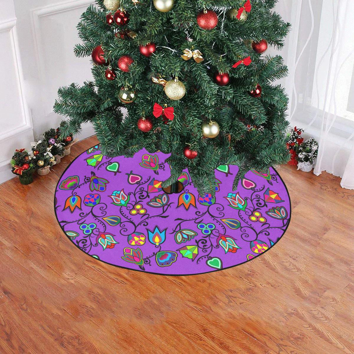 Indigenous Paisley - Dark Orchid Christmas Tree Skirt 47" x 47" Christmas Tree Skirt e-joyer