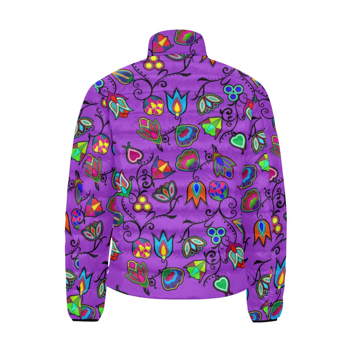Indigenous Paisley - Dark Orchid Men's Stand Collar Padded Jacket (Model H41) Men's Stand Collar Padded Jacket (H41) e-joyer