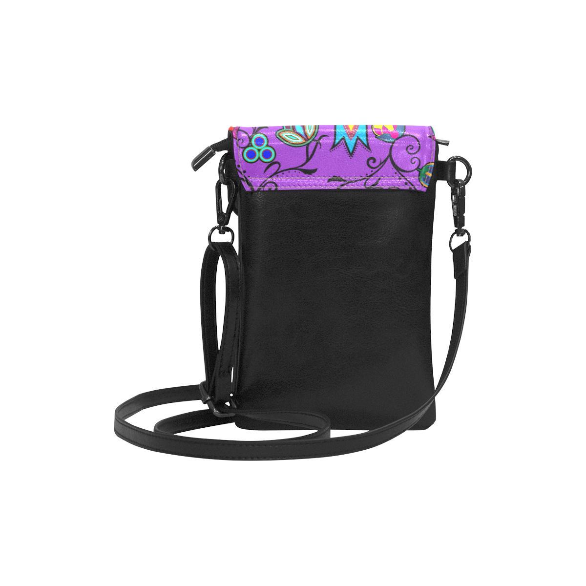 Indigenous Paisley - Dark Orchid Small Cell Phone Purse (Model 1711) Small Cell Phone Purse (1711) e-joyer