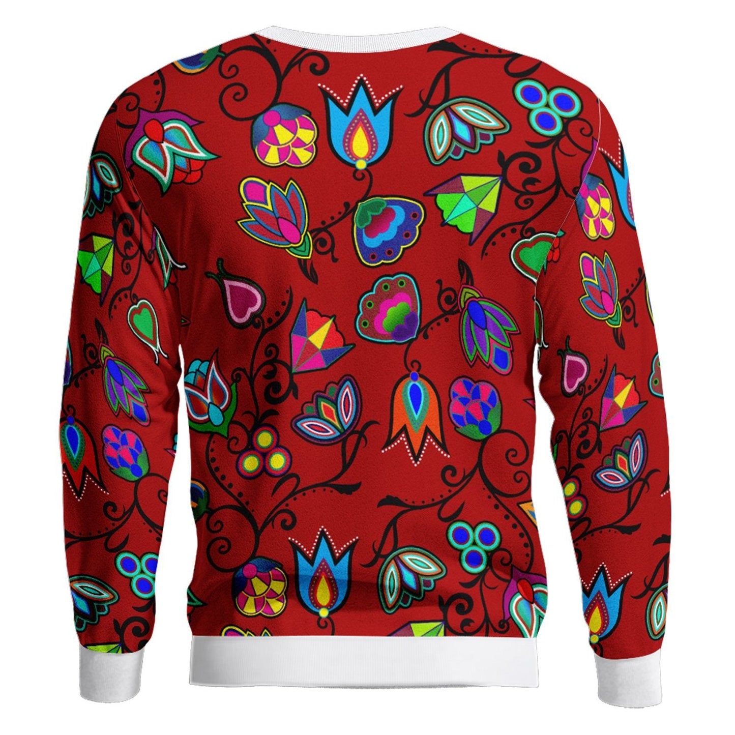 Indigenous Paisley Dark Red Unisex Crewneck Long Sleeve Top 49 Dzine