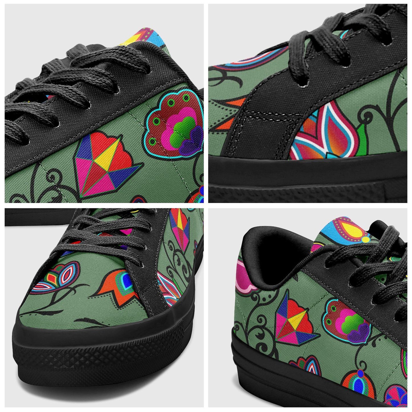 Indigenous Paisley Dark Sea Aapisi Low Top Canvas Shoes Black Sole aapisi Herman