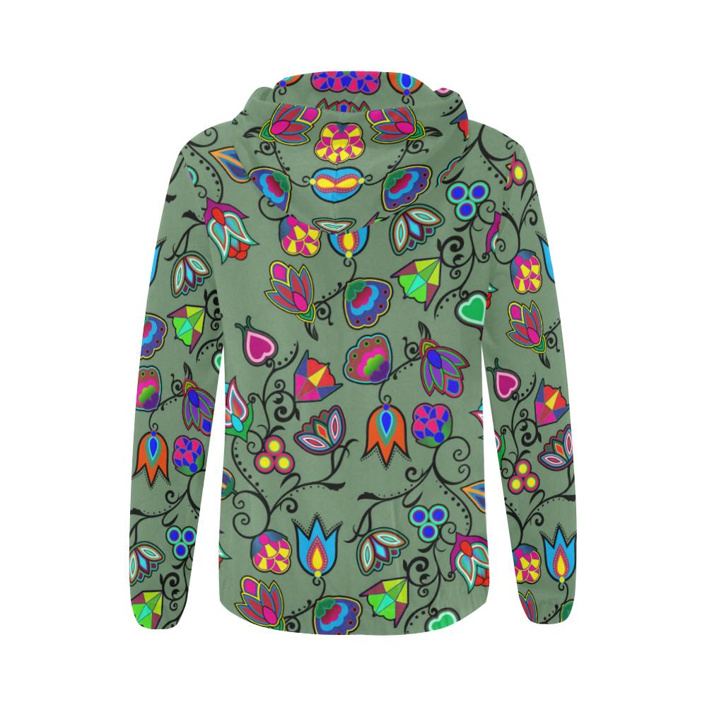Indigenous Paisley - Dark Sea All Over Print Full Zip Hoodie for Women (Model H14) All Over Print Full Zip Hoodie for Women (H14) e-joyer