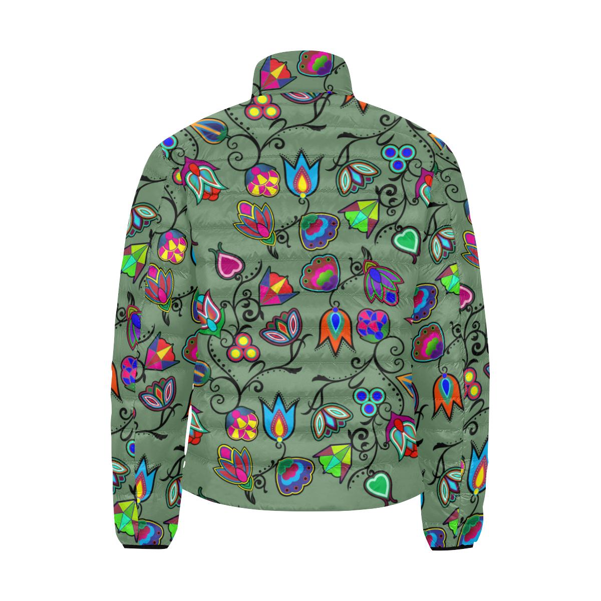 Indigenous Paisley - Dark Sea Men's Stand Collar Padded Jacket (Model H41) Men's Stand Collar Padded Jacket (H41) e-joyer