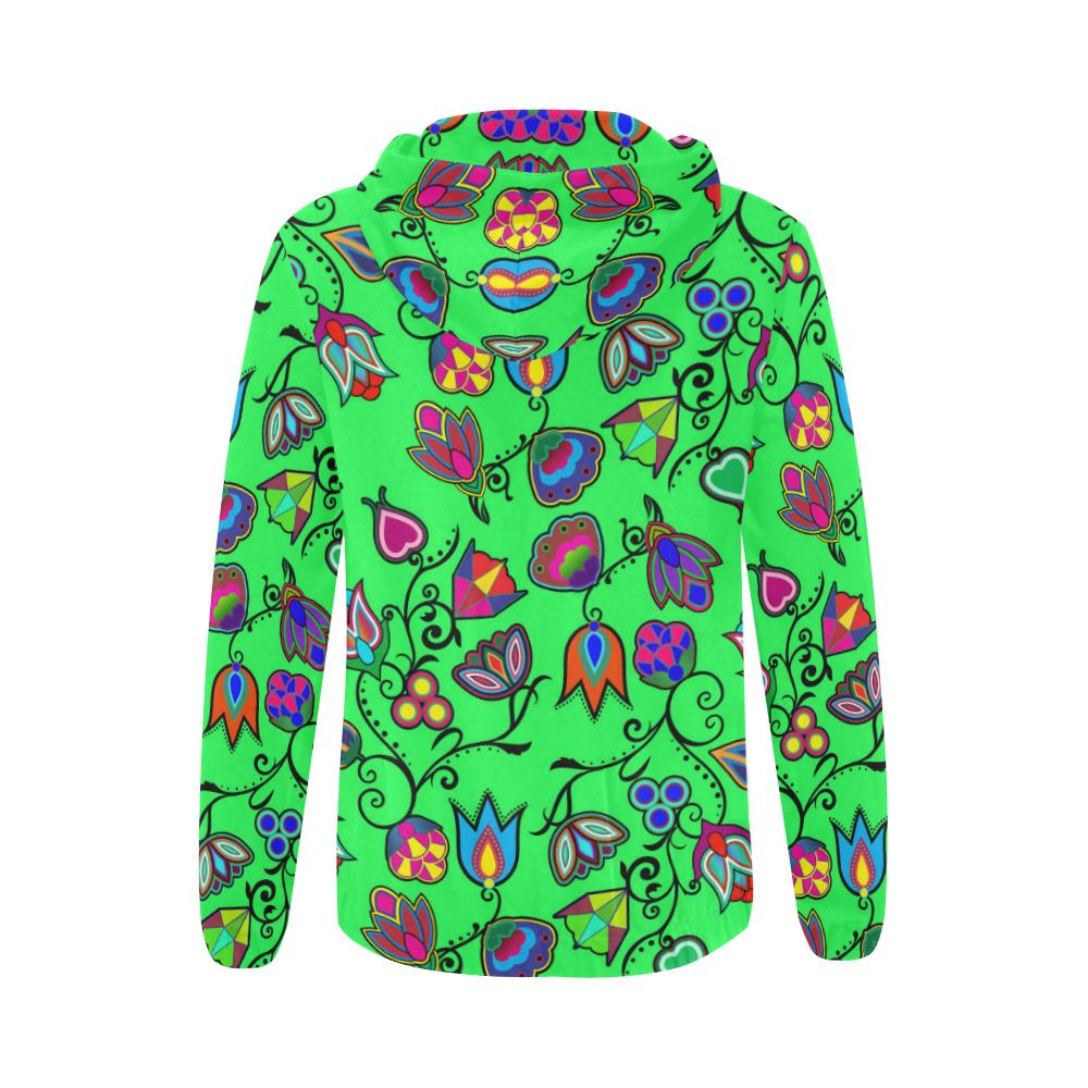 Indigenous Paisley - Green All Over Print Full Zip Hoodie for Women (Model H14) All Over Print Full Zip Hoodie for Women (H14) e-joyer
