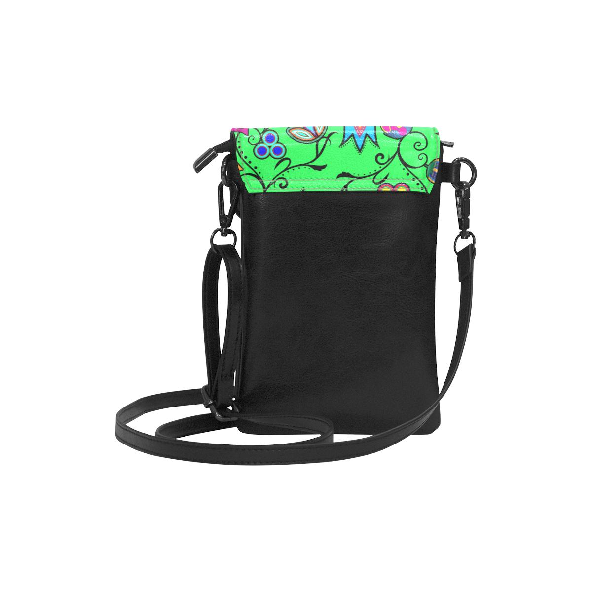 Indigenous Paisley - Green Small Cell Phone Purse (Model 1711) Small Cell Phone Purse (1711) e-joyer