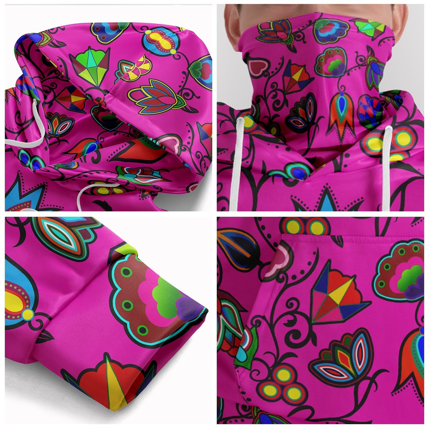 Indigenous Paisley Hoodie with Face Cover 49 Dzine