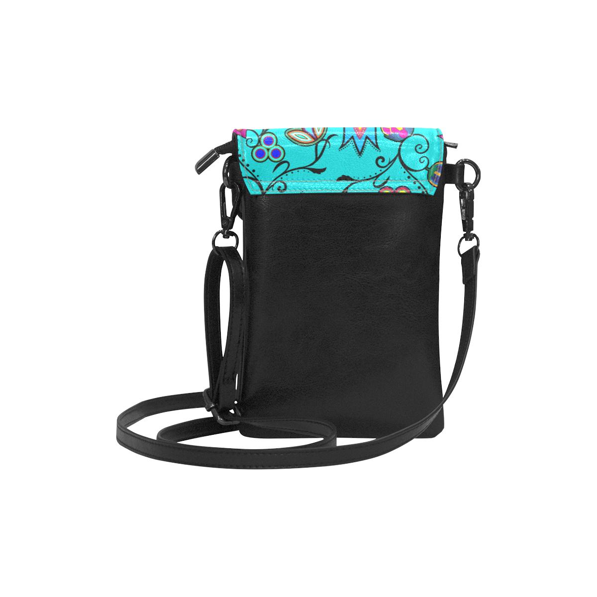 Indigenous Paisley - Sky Small Cell Phone Purse (Model 1711) Small Cell Phone Purse (1711) e-joyer