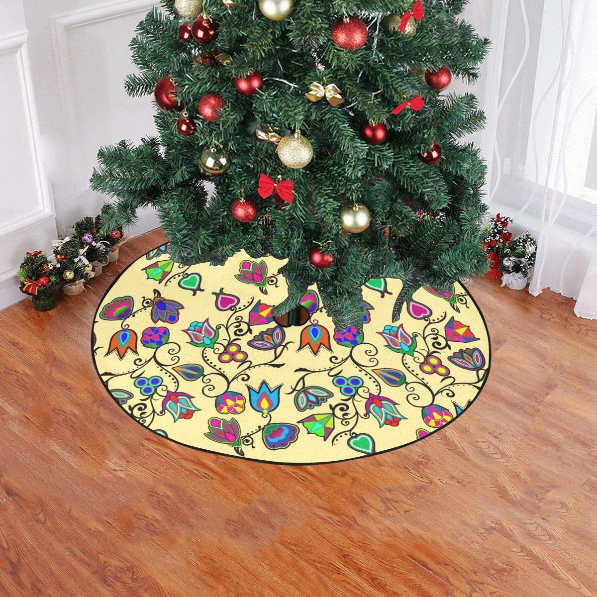 Indigenous Paisley - Vanilla Christmas Tree Skirt 47" x 47" Christmas Tree Skirt e-joyer