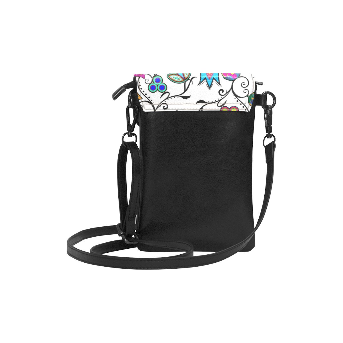 Indigenous Paisley - White Small Cell Phone Purse (Model 1711) Small Cell Phone Purse (1711) e-joyer