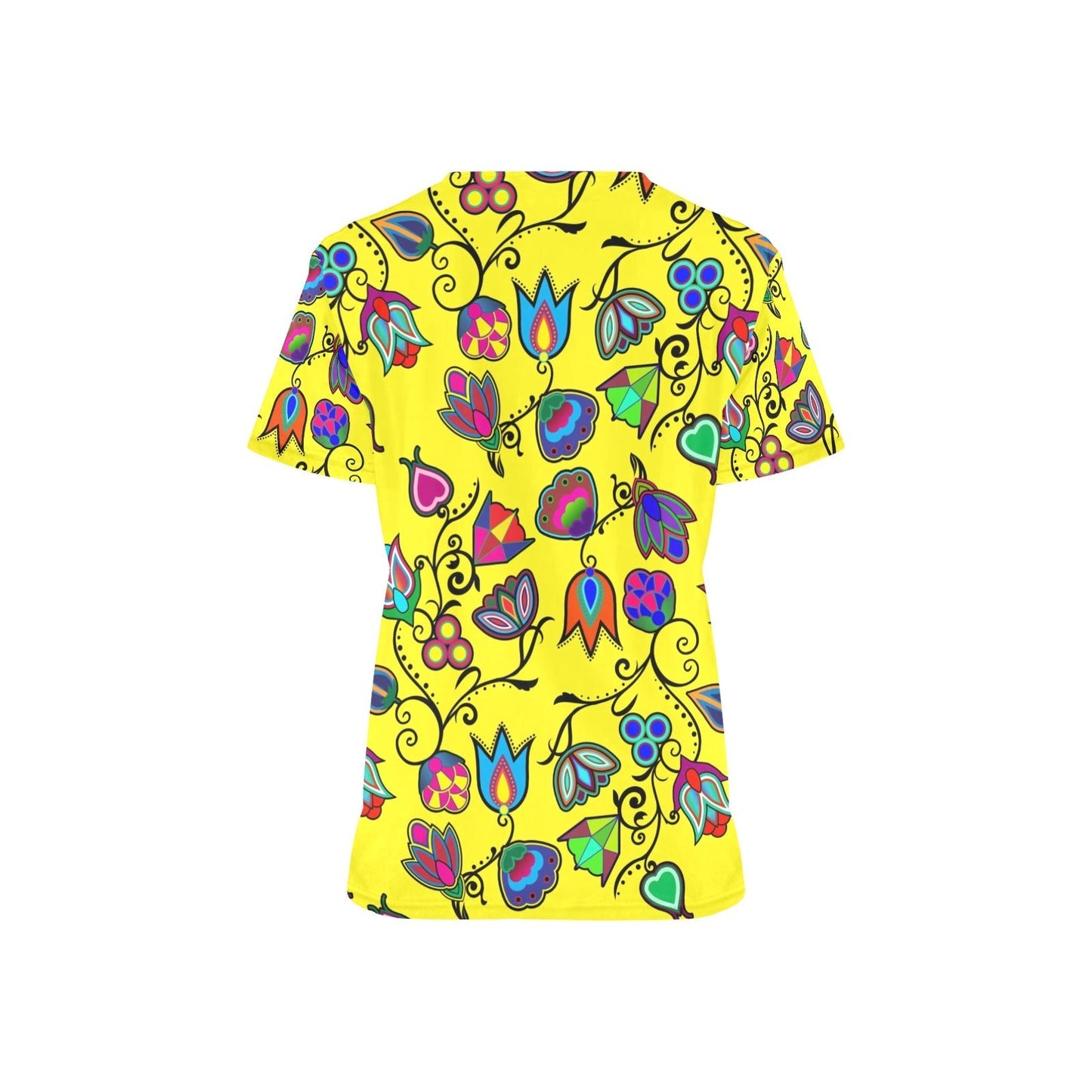 Indigenous Paisley Yellow All Over Print Scrub Top Scrub Top e-joyer