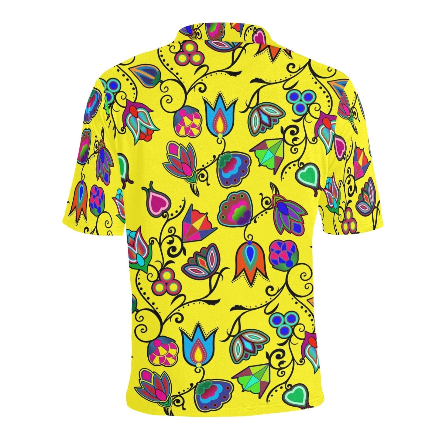 Indigenous Paisley Yellow Men's All Over Print Polo Shirt (Model T55) Men's Polo Shirt (Model T55) e-joyer