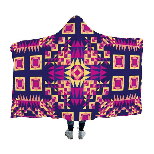 Kaleidoscope Bleu Hooded Blanket blanket 49 Dzine 
