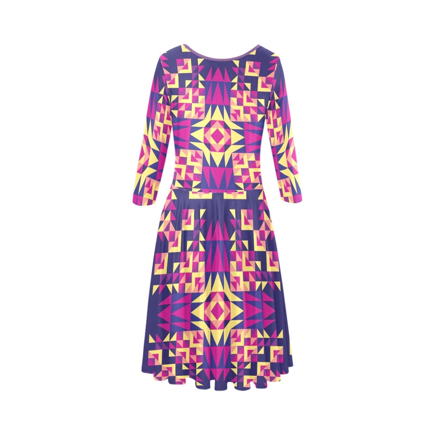 Kaleidoscope Bleu Tethys Half-Sleeve Skater Dress(Model D20) Tethys Half-Sleeve Skater Dress (D20) e-joyer