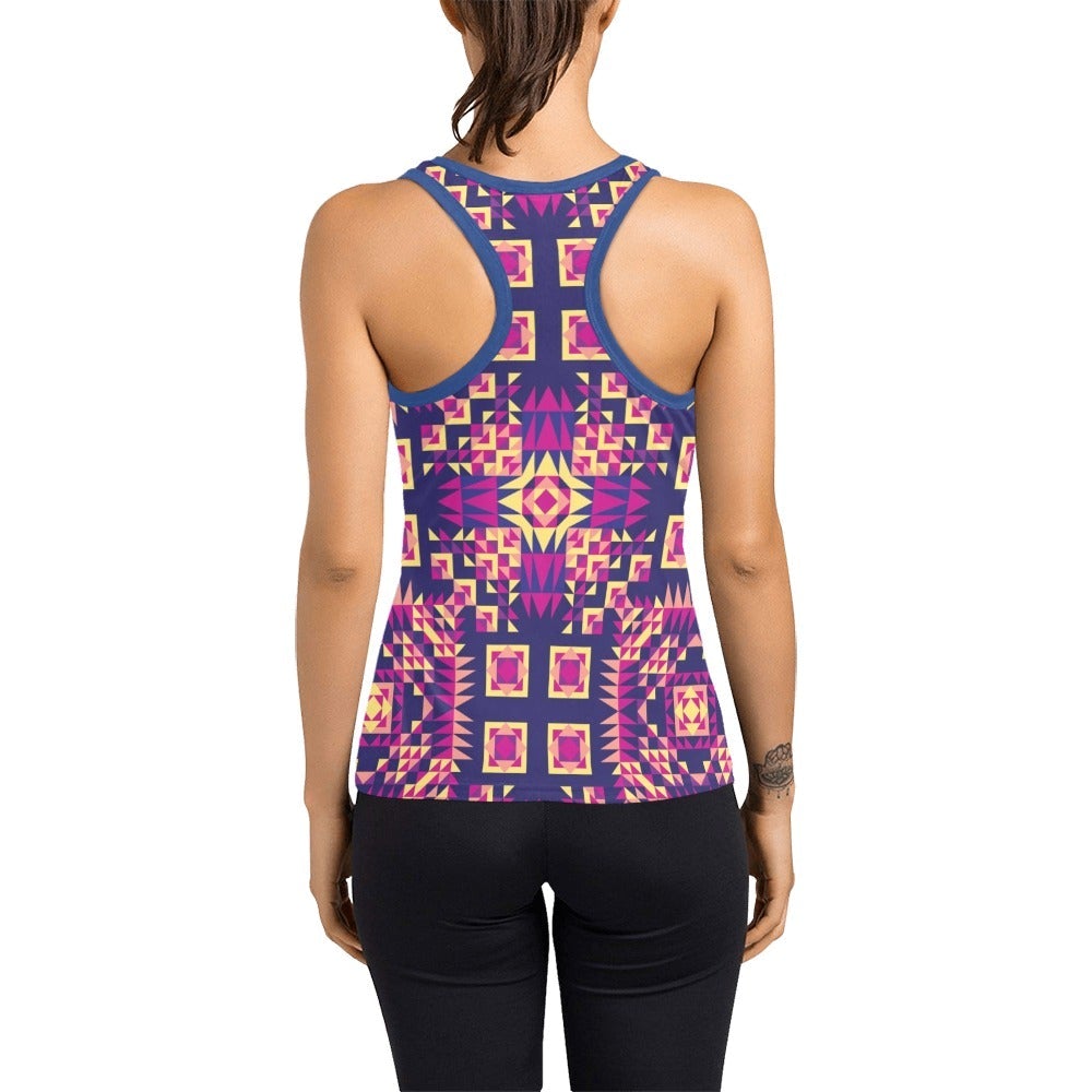 Kaleidoscope Bleu Women's Racerback Tank Top (Model T60) Racerback Tank Top (T60) e-joyer