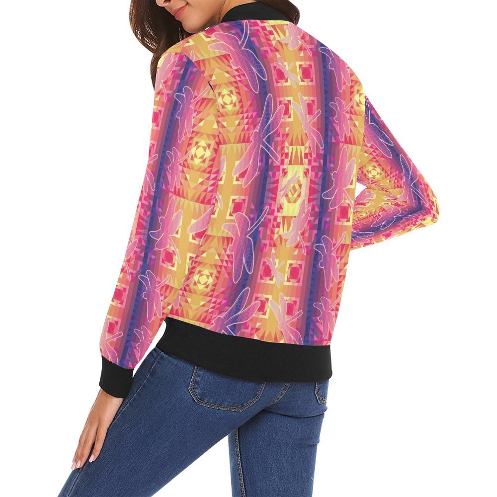 Kaleidoscope Dragonfly All Over Print Bomber Jacket for Women (Model H19) Jacket e-joyer