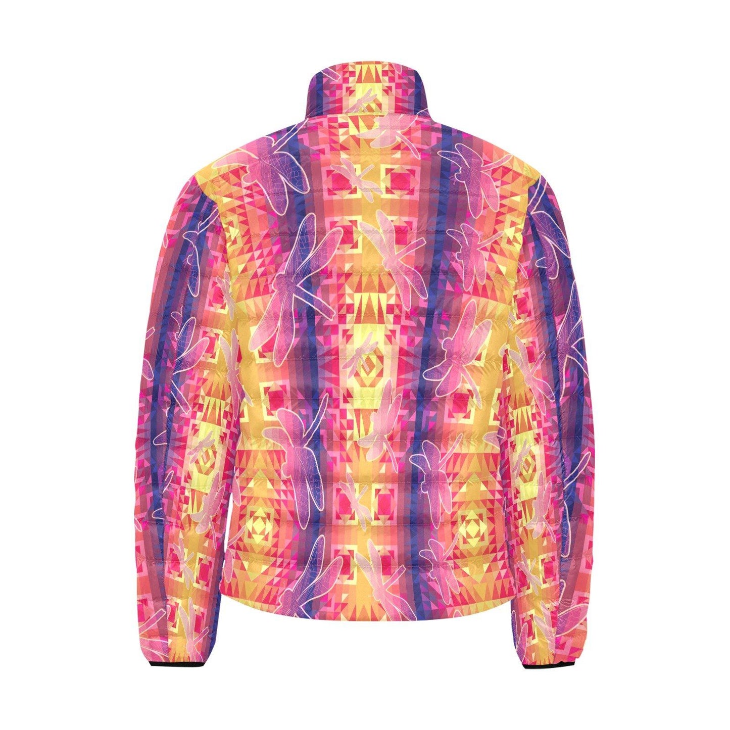 Kaleidoscope Dragonfly Men's Stand Collar Padded Jacket (Model H41) Men's Stand Collar Padded Jacket (H41) e-joyer