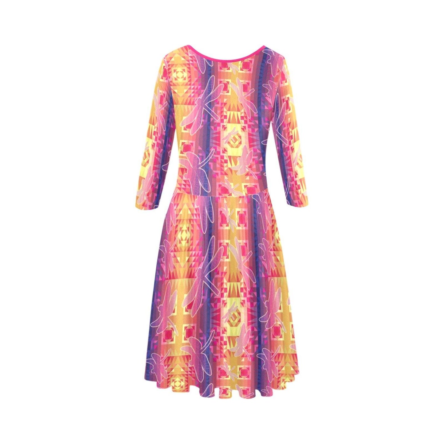 Kaleidoscope Dragonfly Tethys Half-Sleeve Skater Dress(Model D20) Tethys Half-Sleeve Skater Dress (D20) e-joyer