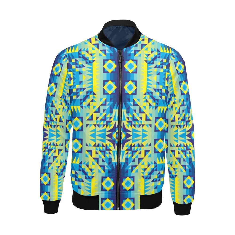 Kaleidoscope Jaune Bleu All Over Print Bomber Jacket for Men (Model H19) Jacket e-joyer