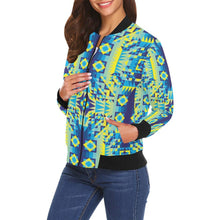 Load image into Gallery viewer, Kaleidoscope Jaune Bleu All Over Print Bomber Jacket for Women (Model H19) Jacket e-joyer 
