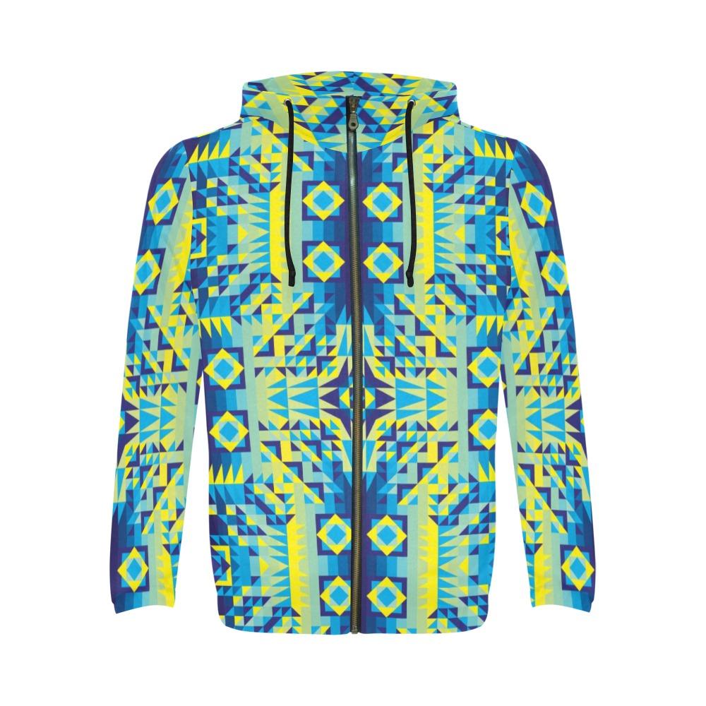 Kaleidoscope Jaune Bleu All Over Print Full Zip Hoodie for Men (Model H14) All Over Print Full Zip Hoodie for Men (H14) e-joyer