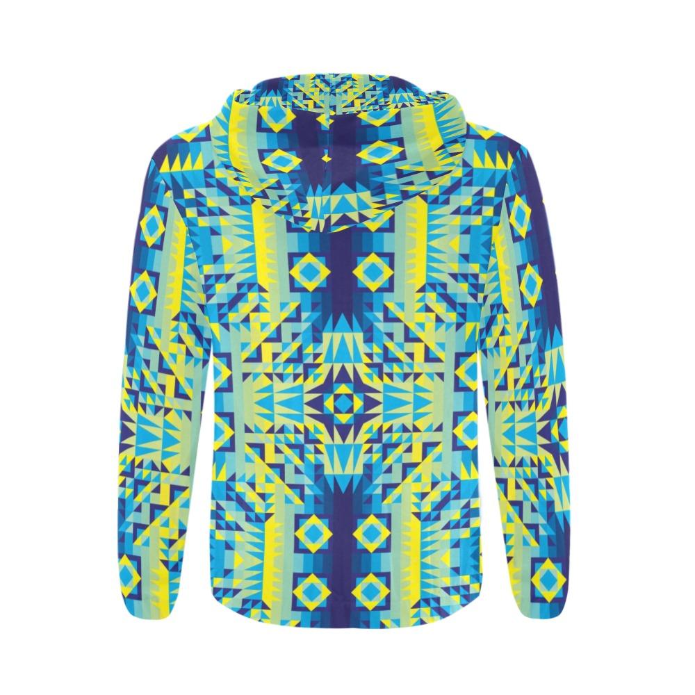 Kaleidoscope Jaune Bleu All Over Print Full Zip Hoodie for Men (Model H14) All Over Print Full Zip Hoodie for Men (H14) e-joyer