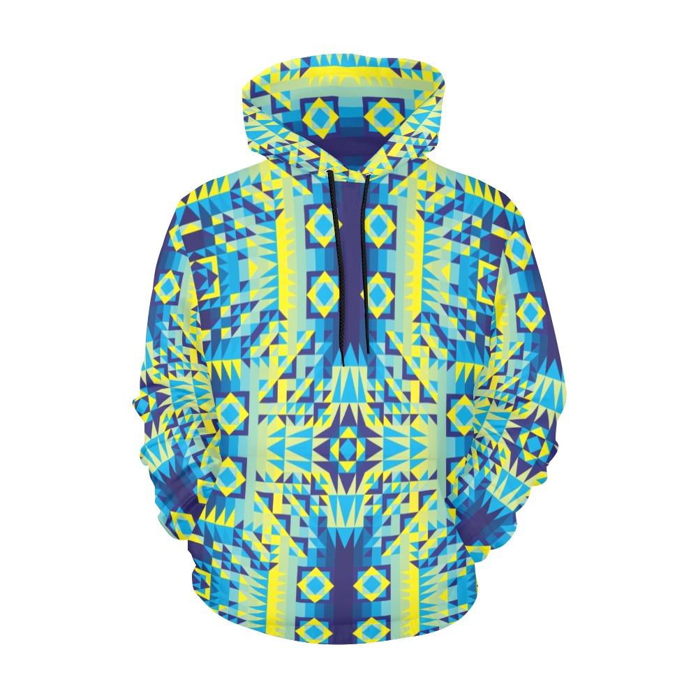 Kaleidoscope Jaune Bleu Hoodie for Women by 49 Dzine