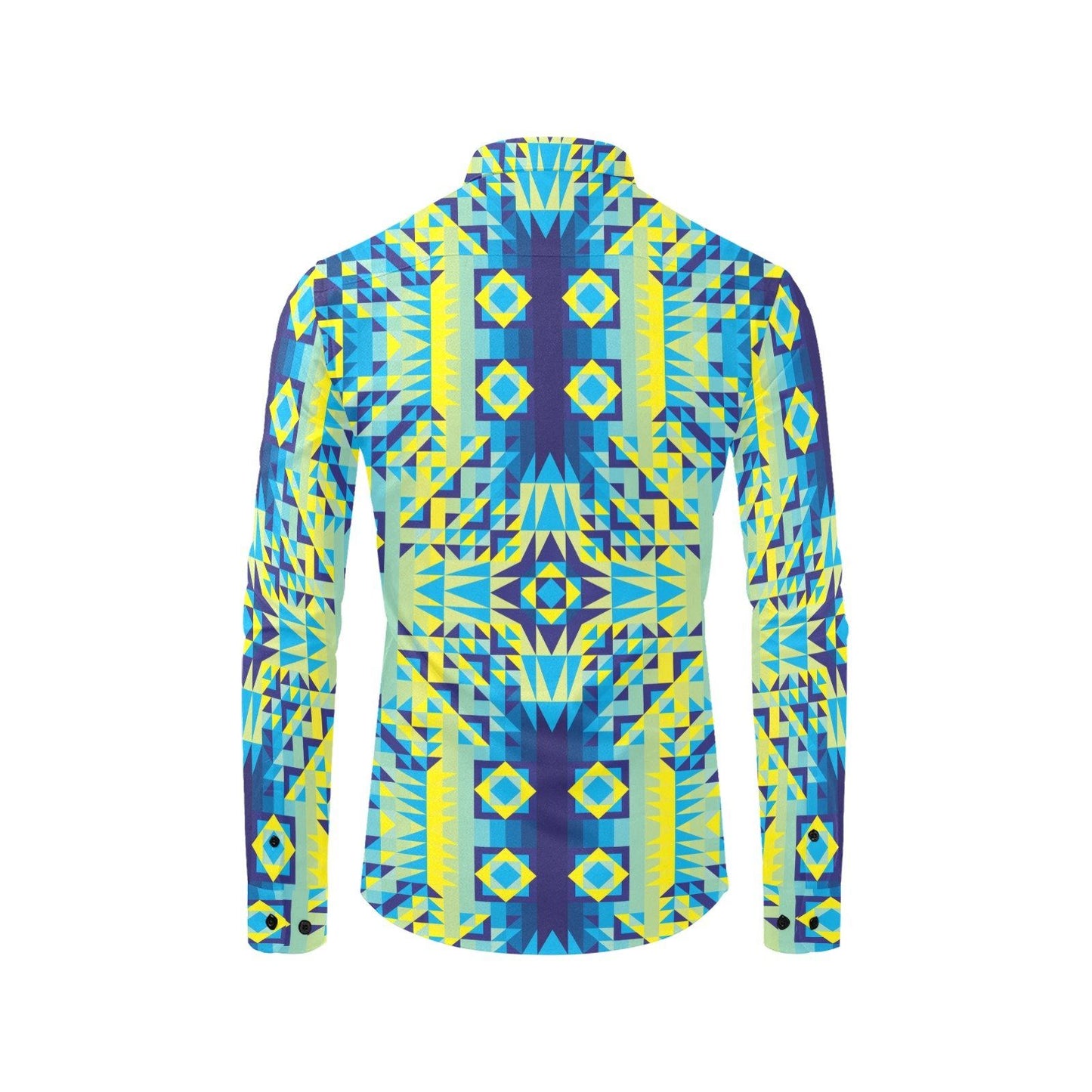 Kaleidoscope Jaune Bleu Men's All Over Print Casual Dress Shirt (Model T61) Men's Dress Shirt (T61) e-joyer
