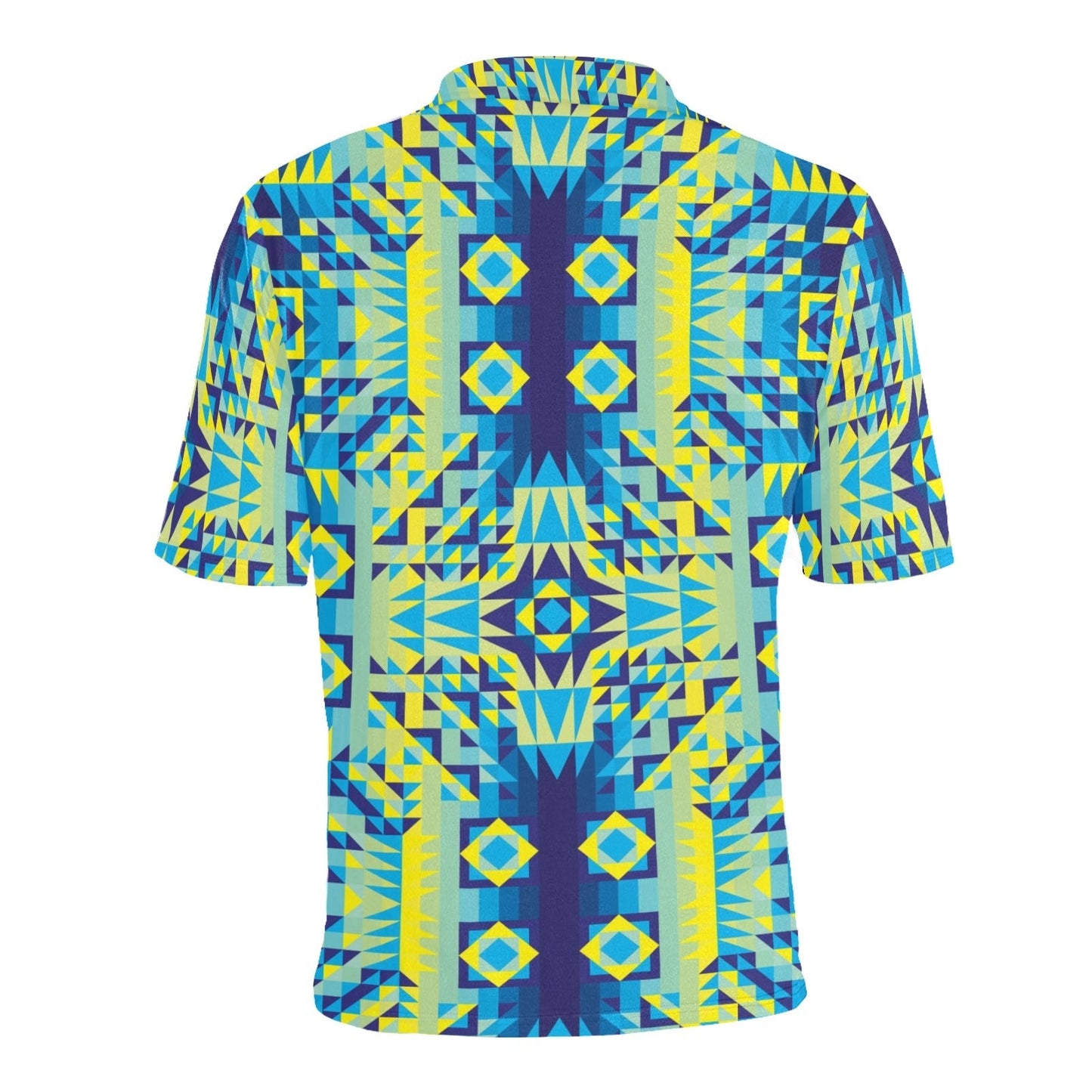 Kaleidoscope Jaune Bleu Men's All Over Print Polo Shirt (Model T55) Men's Polo Shirt (Model T55) e-joyer