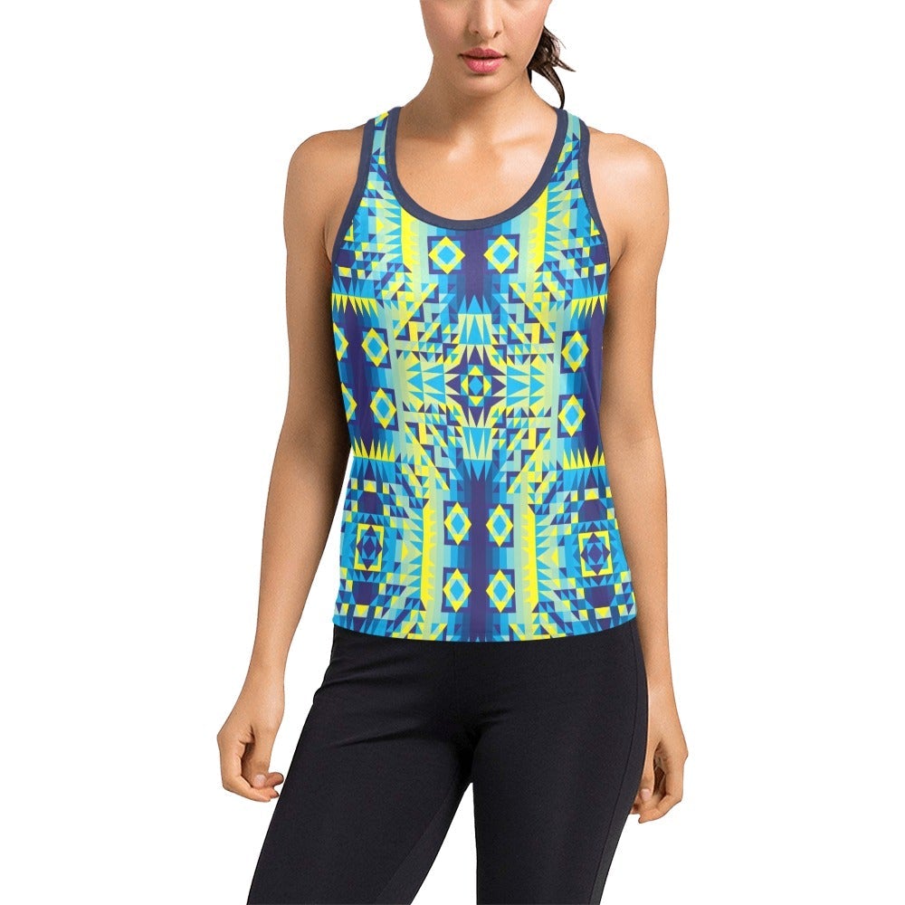 Kaleidoscope Jaune Bleu Racerback Tank Top by 49 Dzine