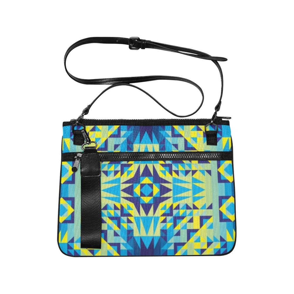 Kaleidoscope Jaune Bleu Slim Clutch Bag (Model 1668) Slim Clutch Bags (1668) e-joyer