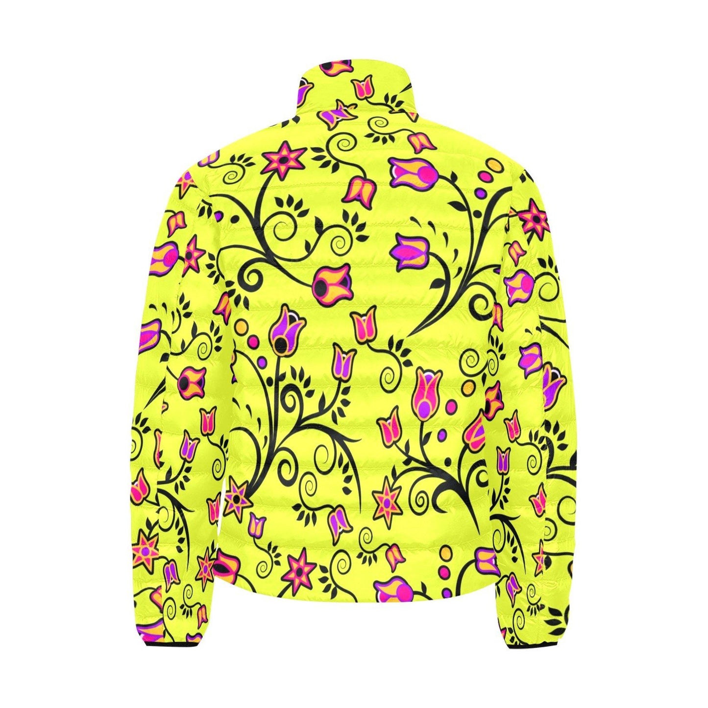 Key Lime Star Men's Stand Collar Padded Jacket (Model H41) Men's Stand Collar Padded Jacket (H41) e-joyer