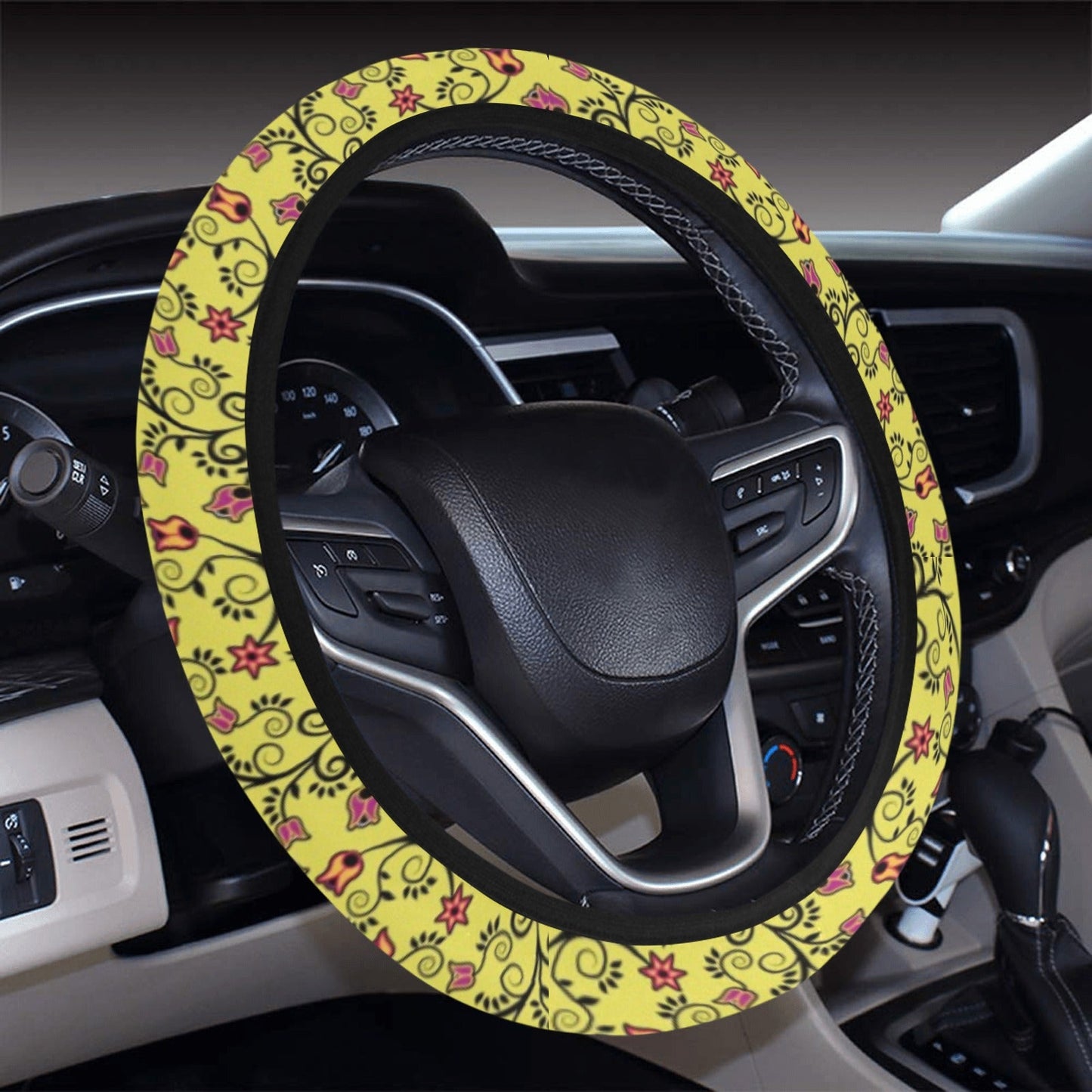 Key Lime Star Steering Wheel Cover with Elastic Edge Steering Wheel Cover with Elastic Edge e-joyer