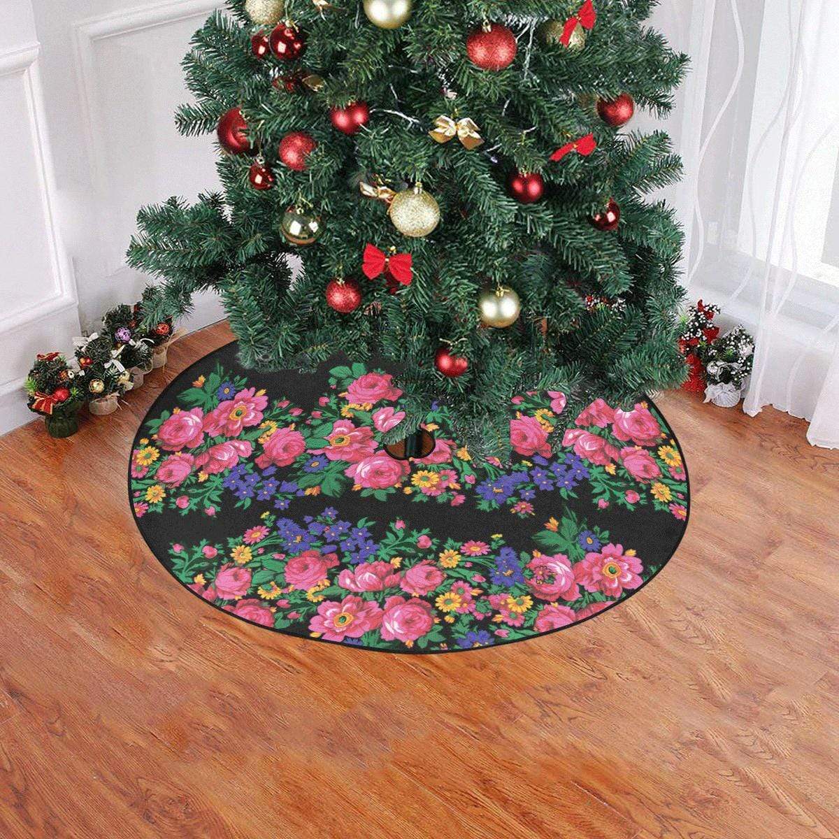 Kokum's Revenge-Black Christmas Tree Skirt 47" x 47" Christmas Tree Skirt e-joyer