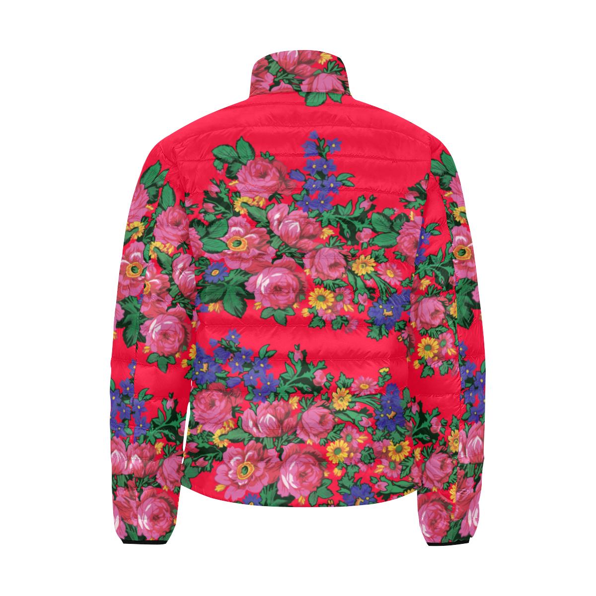 Kokum's Revenge- Dahlia Men's Stand Collar Padded Jacket (Model H41) Men's Stand Collar Padded Jacket (H41) e-joyer