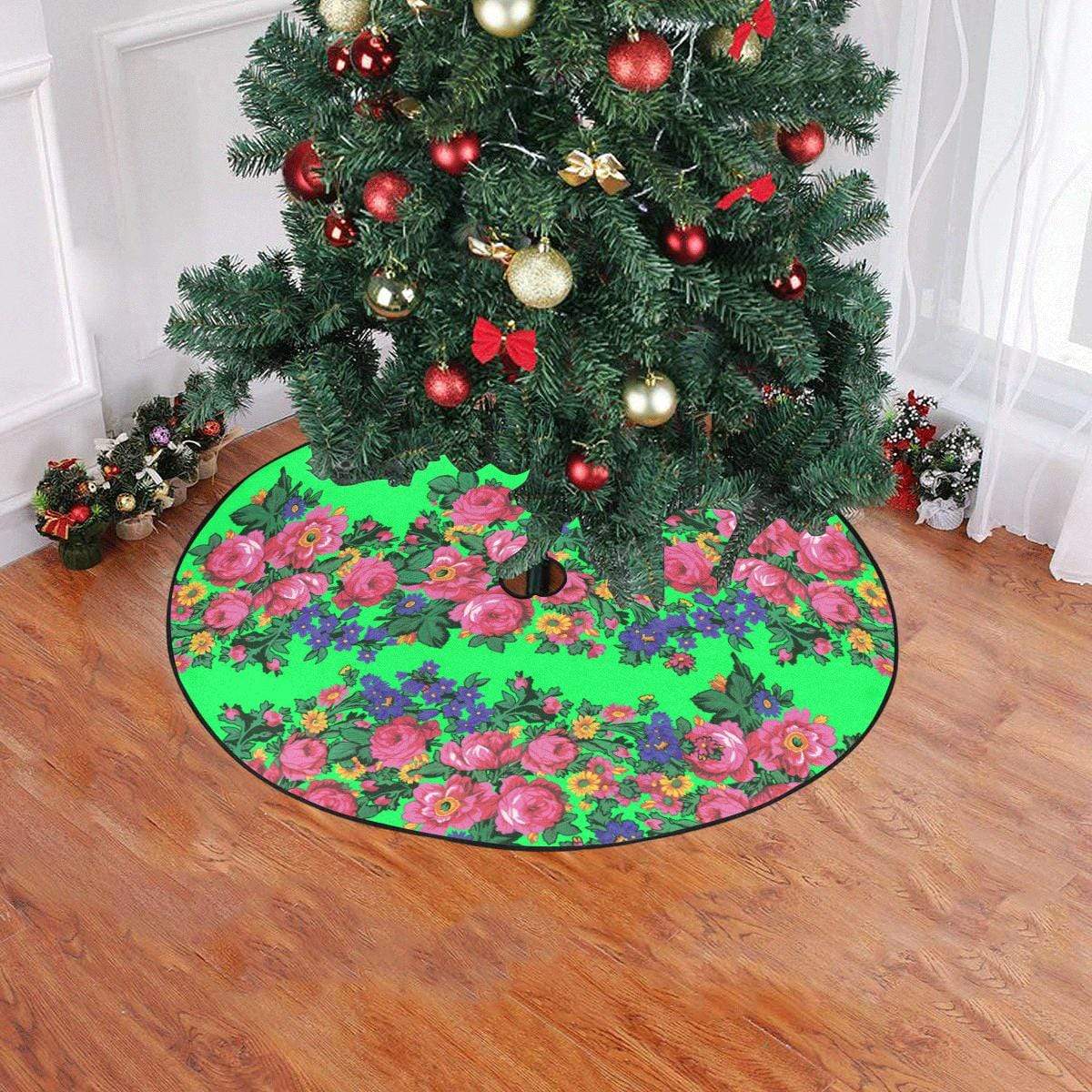 Kokum's Revenge Green Christmas Tree Skirt 47" x 47" Christmas Tree Skirt e-joyer