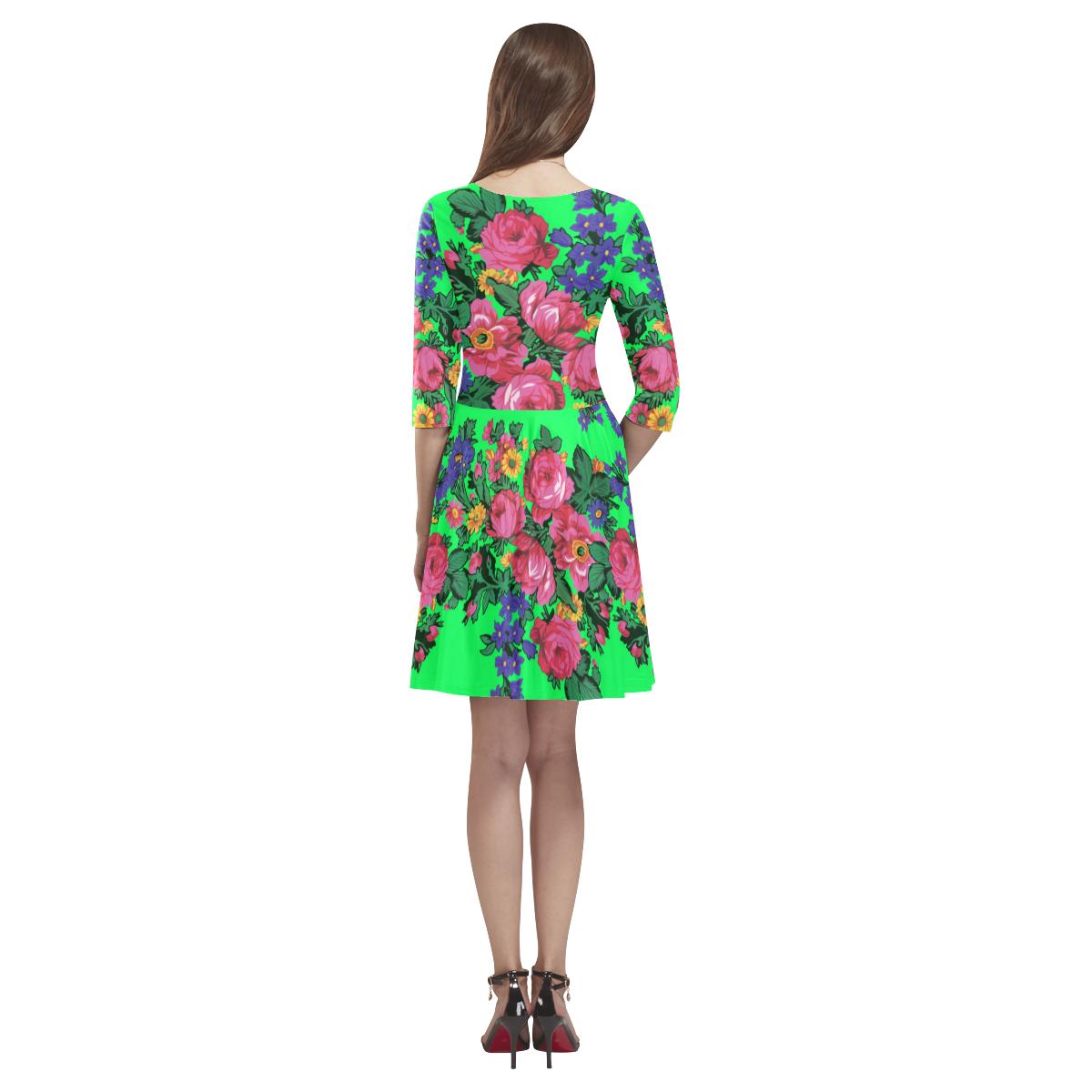 Kokum's Revenge Green Tethys Half-Sleeve Skater Dress(Model D20) Tethys Half-Sleeve Skater Dress (D20) e-joyer