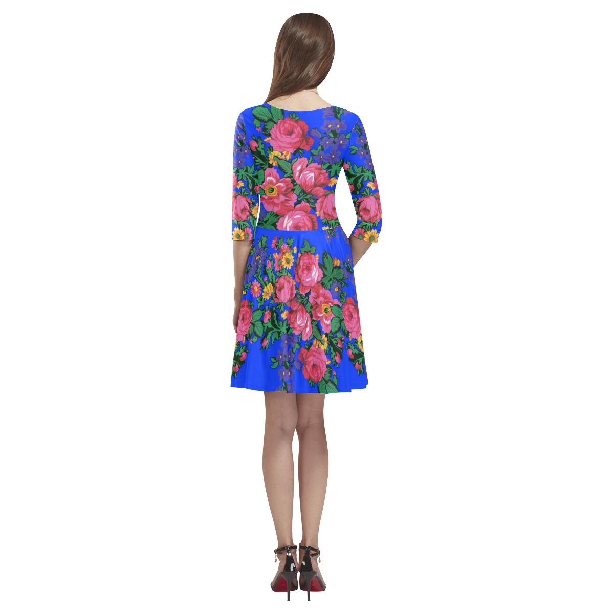 Kokum's Revenge- Royal Tethys Half-Sleeve Skater Dress(Model D20) Tethys Half-Sleeve Skater Dress (D20) e-joyer