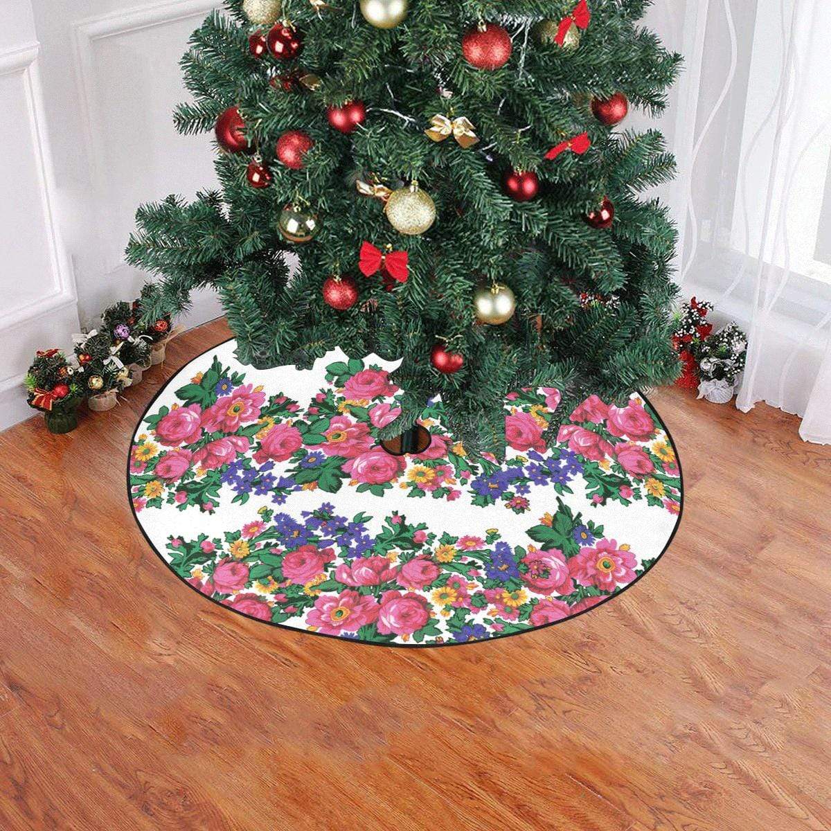 Kokum's Revenge-White Christmas Tree Skirt 47" x 47" Christmas Tree Skirt e-joyer