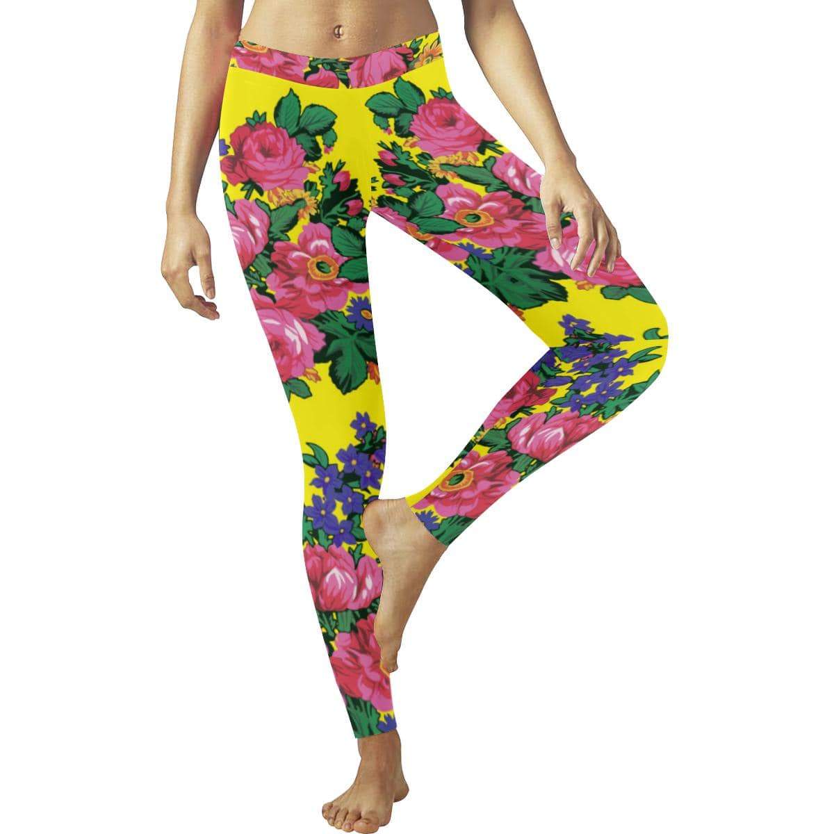 Kokum's Revenge-Yellow Low Rise Leggings (Invisible Stitch) (Model L05) Low Rise Leggings (Invisible Stitch) (L05) e-joyer